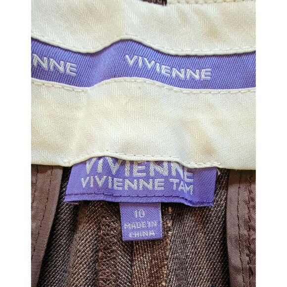 Vivienne Tam Womens Size 10 Brown Toupe Dress Pants Low Rise - Picture 4 of 7